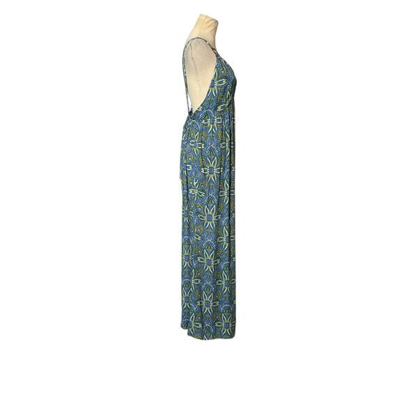 Free People Hard Days Blue Yellow Floral Sleeveless Jumpsuit Small - Picture 9 of 11